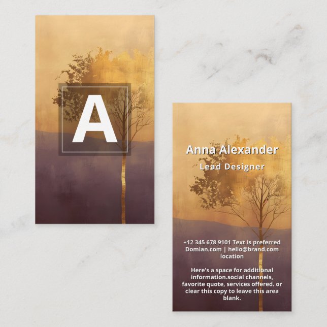 Stehende Leuchte | Minimalistischer Baum-Design  Visitenkarte (Vorne/Hinten)
