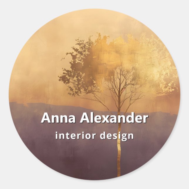 Stehende Leuchte | Minimalistisches Baumdesign  Runder Aufkleber (Vorderseite)