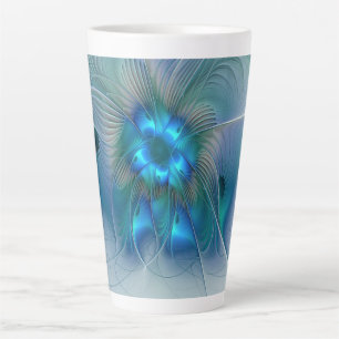 Stehende Ovationen, abstrakte blaue Turquoise-Frak Milchtasse