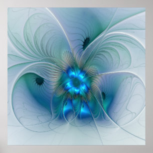 Stehende Ovationen, abstrakte blaue Turquoise-Frak Poster