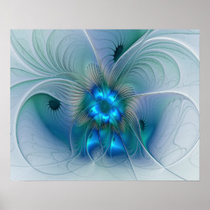 Stehende Ovationen, abstrakte blaue Turquoise-Frak Poster