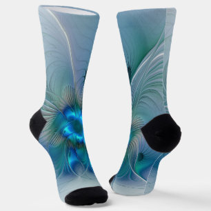 Stehende Ovationen, abstrakte blaue Turquoise-Frak Socken