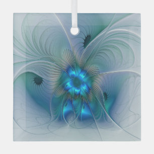 Stehende Räumlichkeiten, Abstraktes türkisfarbenes Ornament Aus Glas