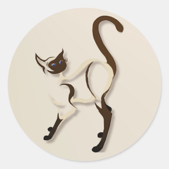 Stehende Siamese Kitty Stickers (Vorderseite)