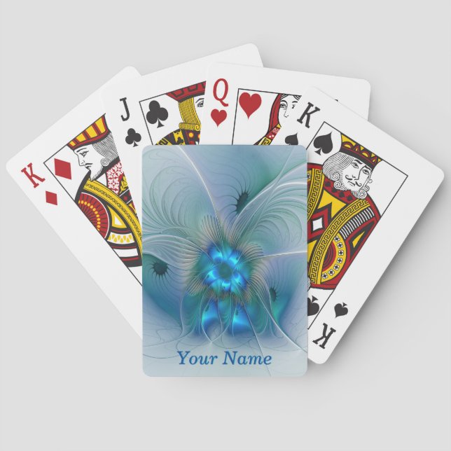 Stehende Übersichten Abstrakt Blue Fraktal Art Nam Spielkarten (Rückseite)