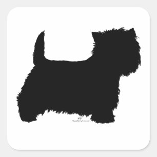 Stehende Westie-Silhouette Quadratischer Aufkleber