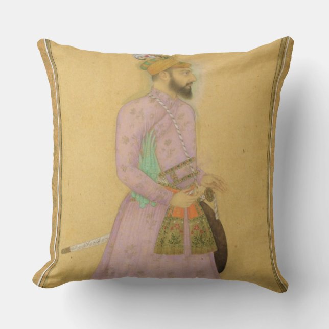 Stehende Zahl eines Mughal Prinzen, vom kleinen Kissen (Vorderseite)