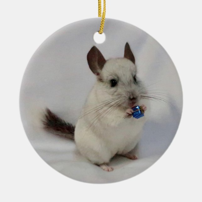 Stehender Betrieb auf Weißchinchilla Keramik Ornament (Vorne)