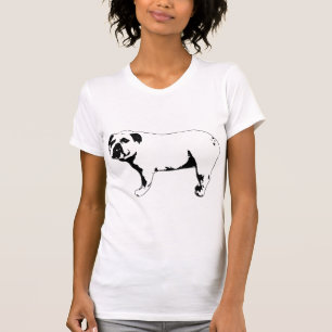 Stehender Bulldogge Schwarz-Weiß-Kunstwerk T-Shirt
