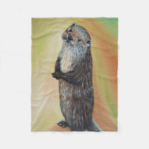 Stehender Fluss Otter Malerei Fleecedecke