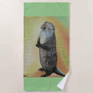 Stehender Fluss Otter Malerei Strandtuch