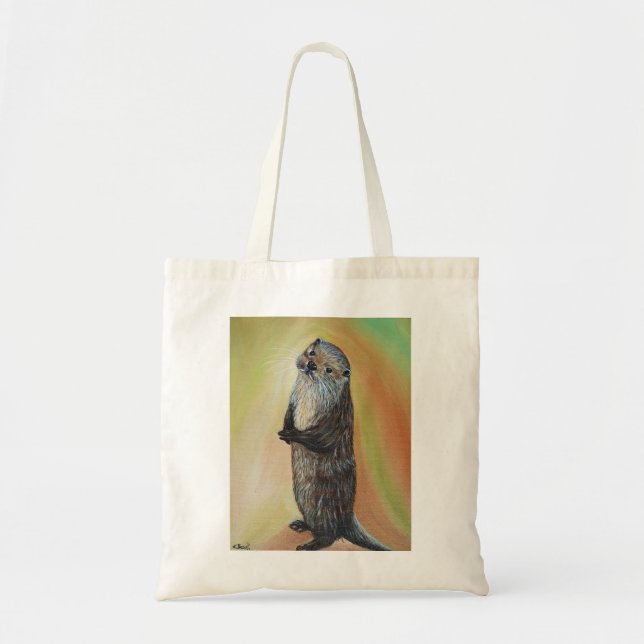 Stehender Fluss Otter Malerei Tragetasche (Vorne)