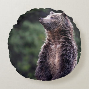 Stehender Grizzly-Bär Rundes Kissen