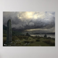 Stehender Stein bei Oban in Schottland - Poster