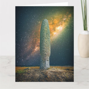 Stehender Stein oder Menhir mit Nachthimmel Milchs Dankeskarte