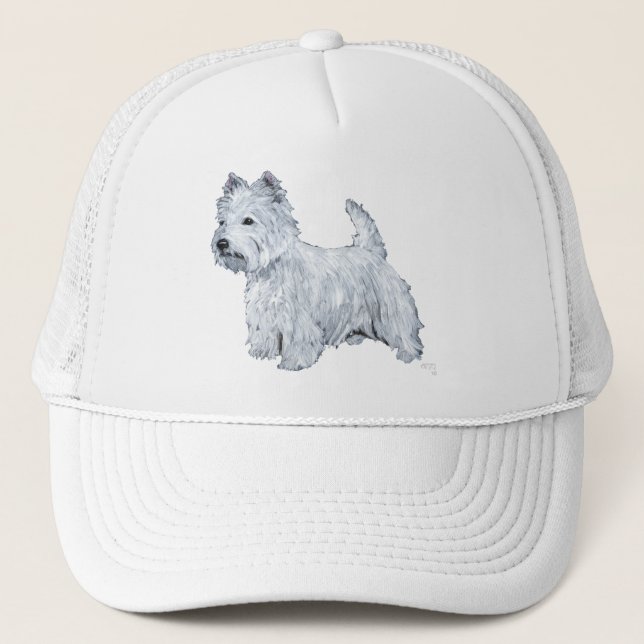 Stehender Westhochland-weißer Terrier Truckerkappe (Vorderseite)