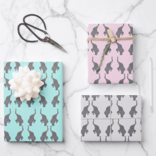 Stehender Zirkuselefant Mehrfarbig Geschenkpapier Set