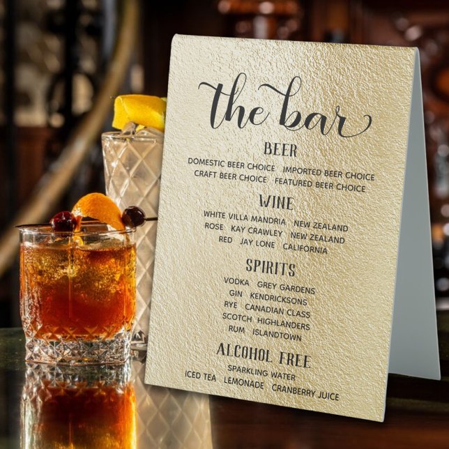 Stehendes Gold Bar Menu Tischaufsteller (Von Creator hochgeladen)
