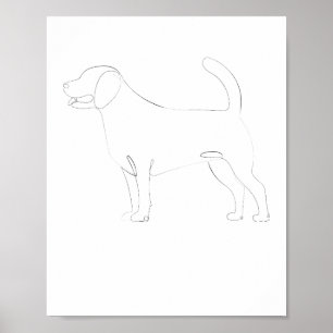 Stehendes Hund 1 Linie Zeichnend 1 Poster