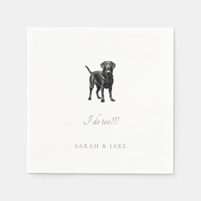 Stehendes Schwarzes Labor für Haustiere Hochzeit N Serviette (Vorderseite)