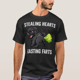 Stehlen Herzen Blasen Furz Lustiger Hund Schwarz T-Shirt