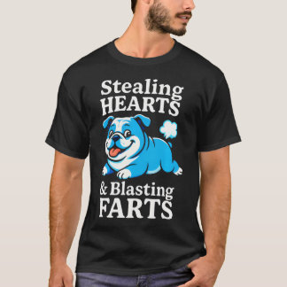 Stehlen Herzen, Furz-Knaller - Lustiger Bulldogge T-Shirt