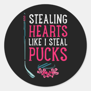 Stehlen Herzen wie ich Pucks stehle Eishockey Vale Runder Aufkleber