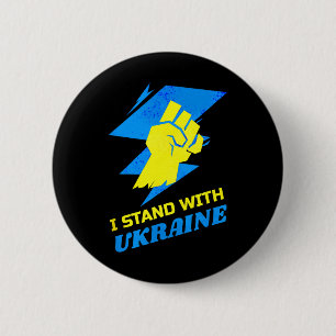 Steht mit der Ukraine-Flagge Anti-Putin Sagt Nein Button