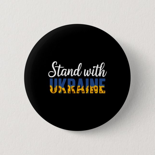 Steht mit der Ukraine Ukrainische Blume Sonnenblum Button (Vorderseite)