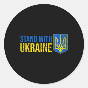 Steht mit Ukraine Ukrainische Flagge Wappen Ukr Runder Aufkleber