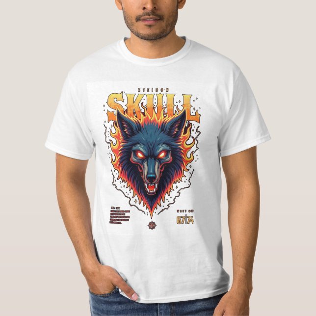 Steidon Skull - T-Shirt "Flaming Wolf" (Vorderseite)