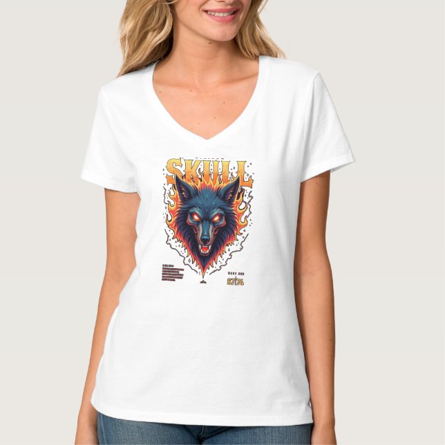 Steidon Skull - T-Shirt "Flaming Wolf" (Vorderseite)