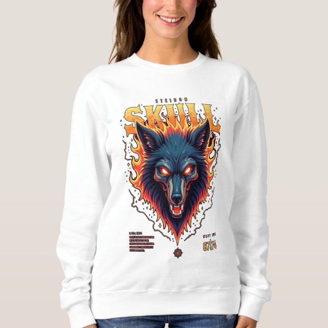 Steidon Skull - T-Shirt "Flaming Wolf" Sweatshirt (Vorderseite)