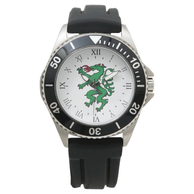 Steiermark Rot Grün Wappen Panther Österreich Armbanduhr (Vorderseite)