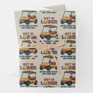 Steig ein Verlierer Vintage Lustiger Golfwagen Gol Geschenkpapier Set