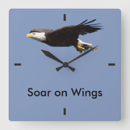 "Steigen Sie auf Flügeln" Eagle im Flug an Quadratische Wanduhr