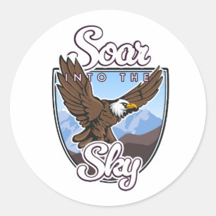 Steigen Sie in das Sky-Logo ein Runder Aufkleber