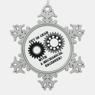 Steigen Sie in Gear ein Schneeflocken Zinn-Ornament