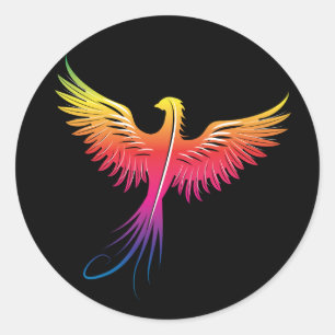 Steigende Flammenfarben Phoenix Runder Aufkleber