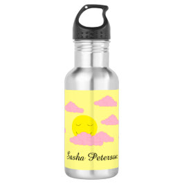 Steigende Sonne mit rosa Wolken: Edelstahlflasche