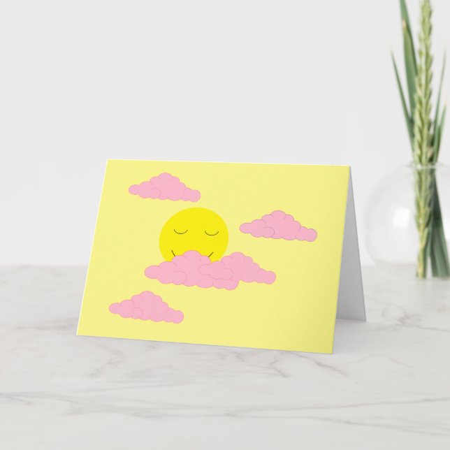 Steigende Sonne mit rosafarbenen Wolken: Gelbe Lee Karte (Vorderseite)