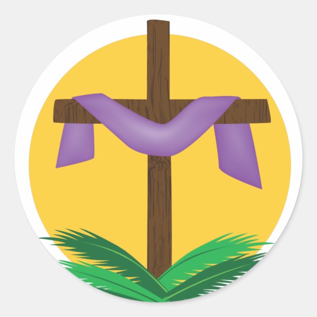 Steigende Sonnenüberlaufkreuz Runder Aufkleber (Vorderseite)