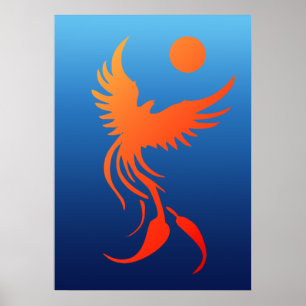 Steigendes Phoenix im Flammen-Plakat Poster