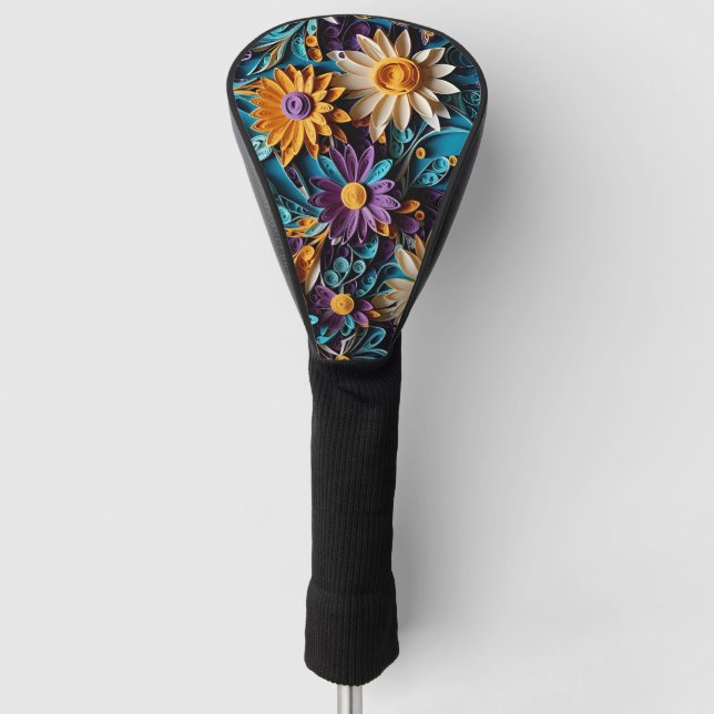 Steigern Sie Ihr Golferlebnis: Farbenfrohe Blumenk Golf Headcover (Vorderseite)