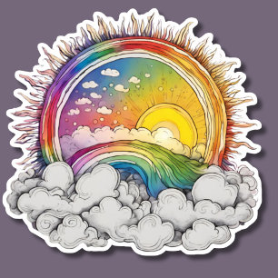 Steigung über dem Regenbogen wasserdicht Aufkleber
