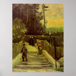 Steiler Weg in Montmartre von Vincent van Gogh Poster