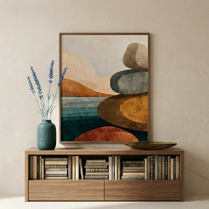 Stein-Balance-Wandkunst für moderne neutrale Dekor Poster