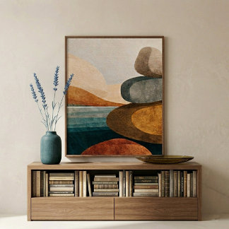 Stein-Balance-Wandkunst für moderne neutrale Dekor Poster