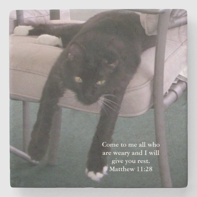 Stein-Coaster - Matthäus Vers "Kommt zu mir..."  Steinuntersetzer (Vorderseite)