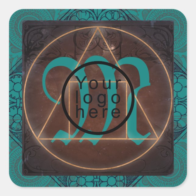 Stein-esoterisches mystisches Monogramm des Philos Quadratischer Aufkleber (Vorderseite)